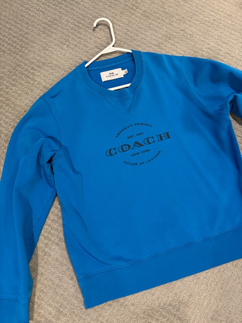 Coach Men's Bright Blue Logo Crewneck Sweatshirt